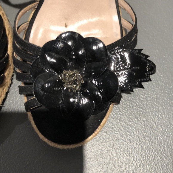 Nanette Lepore | EUC Black Espadrille Wedges with Flower Detail - Picture 6 of 9